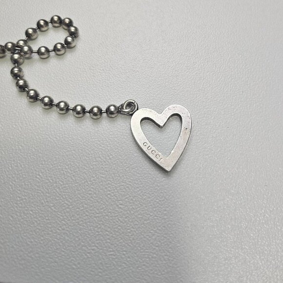 Gucci Sterling Silver Ball Chain Heart Toggle Bracelet Silver 925 - Picture 4 of 6